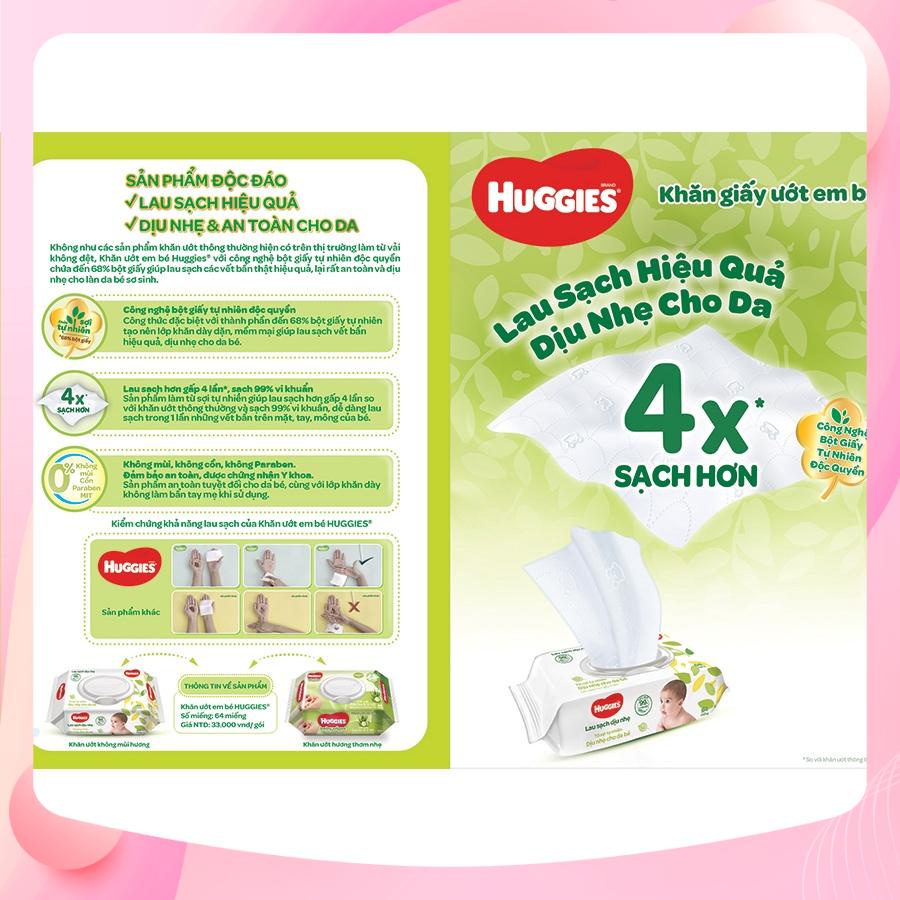 Khăn ướt Huggies không mùi 64 tờ,Khăn giấy ướt cho bé sơ sinh an toàn cho bé