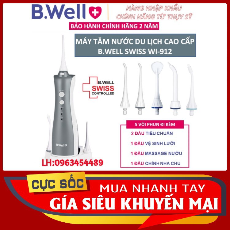 [BH 2 NĂM CHÍNH HÃNG] TĂM NƯỚC THỤY SĨ B-WELL WI-912 - PHIÊN BẢN CẢI TIẾN 5 ĐẦU PHUN