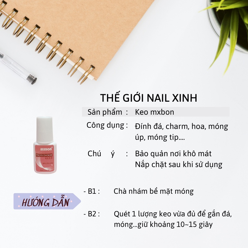Keo Mxbon 7g dán gắn móng giả charm đá phụ kiện nail giá rẻ