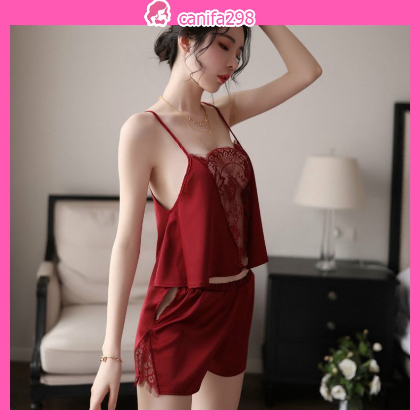 Bộ ngủ 2 dây Ren thêu ngực Sexy 5131