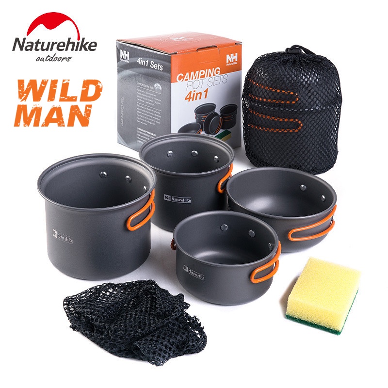 bộ nồi nấu ăn 4 món NATUREHIKE camping dã ngoại cắm trại di lịch outdoor