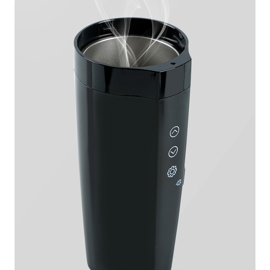 Cốc đun nước, bình giữ nhiệt trên ô tô hàng cao cấp màn hình điện tử hiển thị nhiệt độ, nút điều khiển cảm ứng