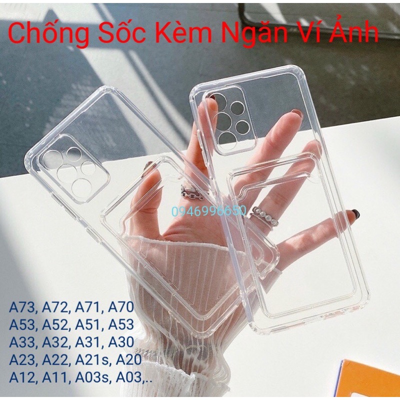 Ốp Lưng Có Ngăn Để Thẻ Ảnh Gù Trong Chống Sốc Camera Samsung A73 A72 A71 A53 A52 A51 A50 A33 A32 A30 A23 A22 A20 A12 A03