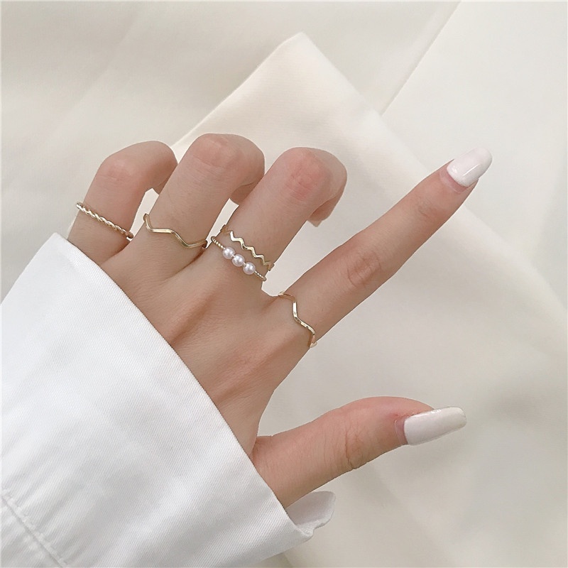 Bộ 5 nhẫn đeo tay phong cách Hàn Quốc đáng yêu cho nữ