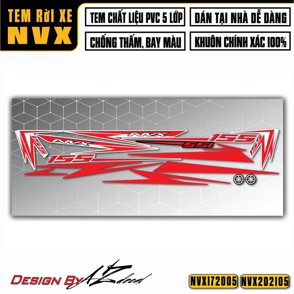Tem Xe Yamaha NVX 2017 - 2021 | NVX05 | Decal NVX V1 &amp; V2 Chống Nước, Bền Màu, Dán Xe Màu Đỏ, Đen, Xanh, Trắng