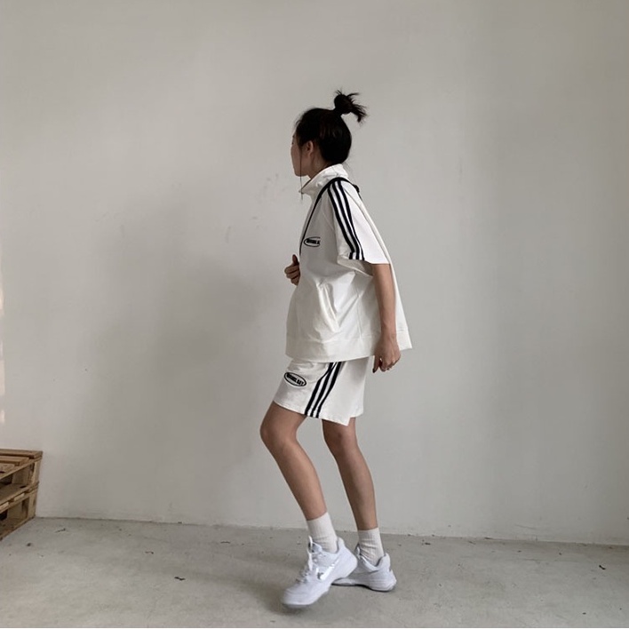 Set Quần Đùi Áo Khoác Cộc Tay Nam Nữ Phong Cách,Bộ Cộc Tay Unisex Thể Thao Cao Cấp