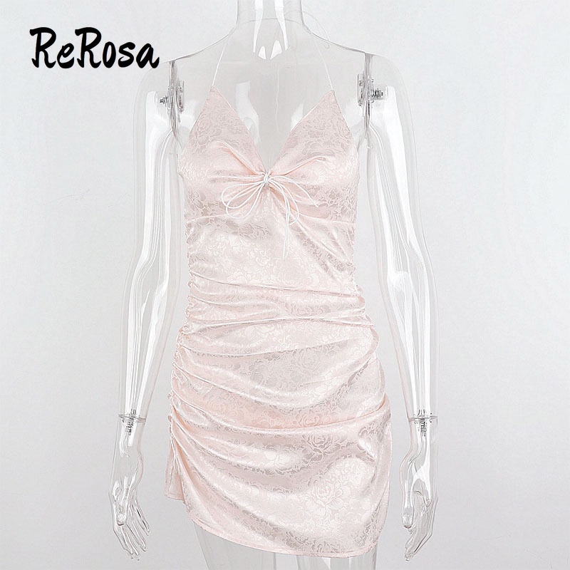 Đầm Hai Dây Ôm Dáng Cổ Chữ V Vải Jacquard Satin Gợi Cảm Cho Nữ