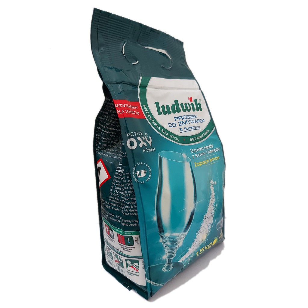 Bột rửa bát Ludwik cho máy rửa bát- 1,5 kg, 5 chức năng, loại bỏ các vết bẩn cứng đầu