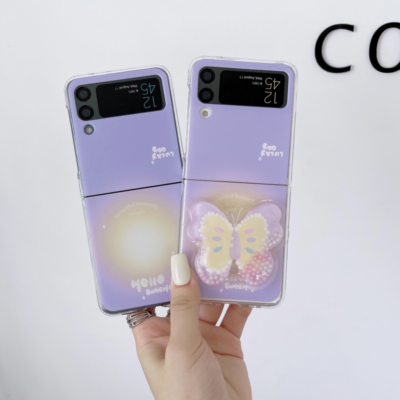 Ốp Điện Thoại Cứng Chống Sốc Họa Tiết Cát Bướm Mặt Cười Cho Samsung Galaxy Z Flip 3 4