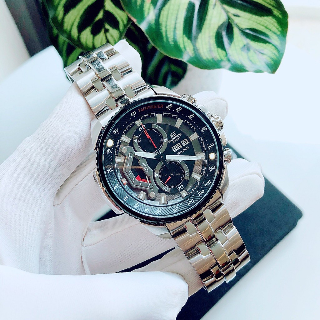 Đồng hồ Nam chính hãng Casio Edifice EF-558D-1AVUDF Đen-Máy Pin Quartz-Dây kim loại thép không gỉ cao cấp-Size 49mm