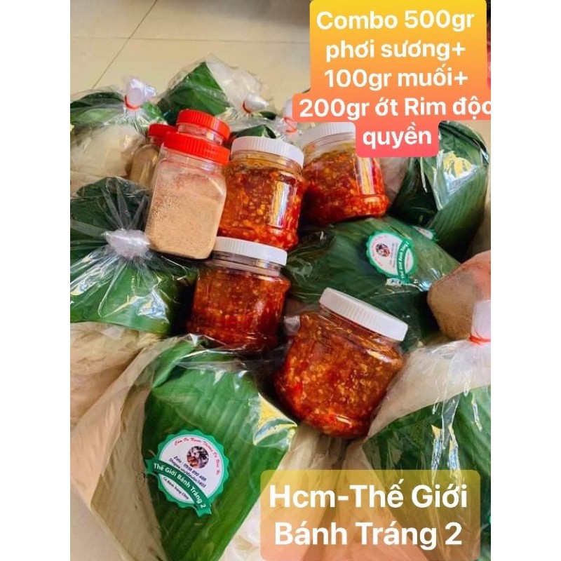 [Mã 77FMCGSALE1 giảm 10% đơn 250K] (3 món)Combo 0.5ky rìa phơi sương + 100gr muối nhuyễn+ 200gr ớt rim siêu cay
