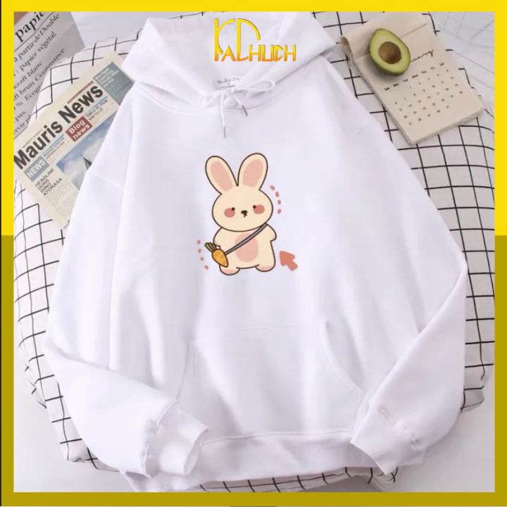 ÁO HOODIE NỈ IN THỎ CARROT ĐI HỌC