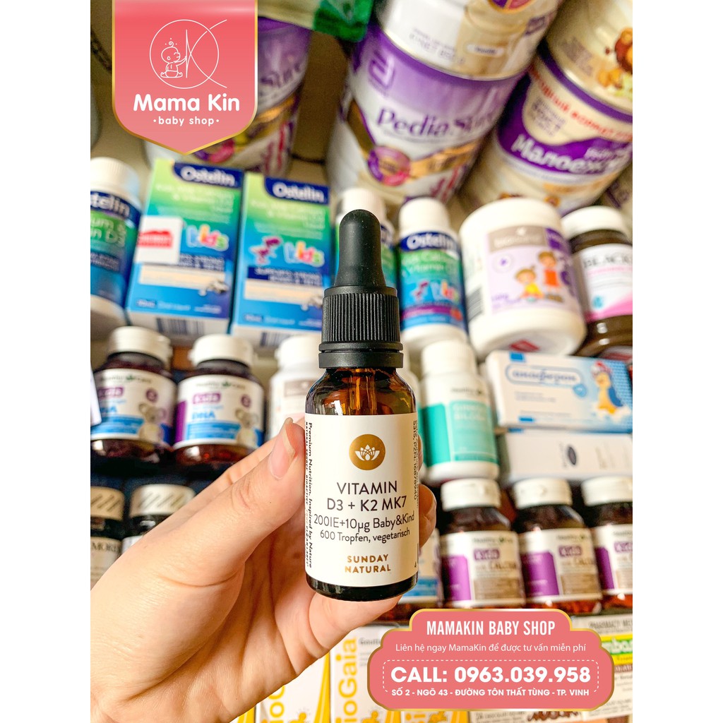 Vitamin D3 K2 MK7 của Sunday Natural 20ml - Nội địa Đức