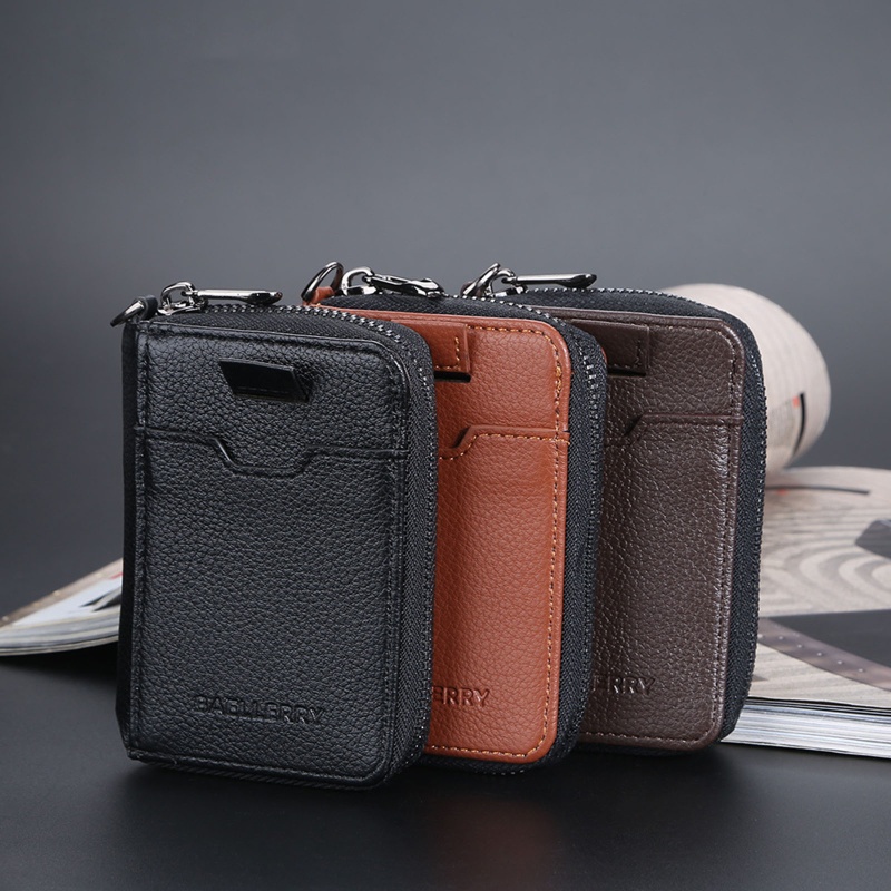 Ví Da PU Dáng Ngắn Có Khóa Kéo Phong Cách Vintage Cho Nam