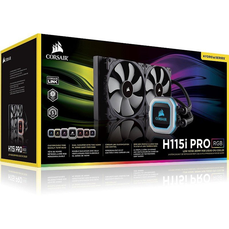 Tản nhiệt nước AIO CPU Corsair Hydro H115i PRO RGB 280mm (không kèm fan)