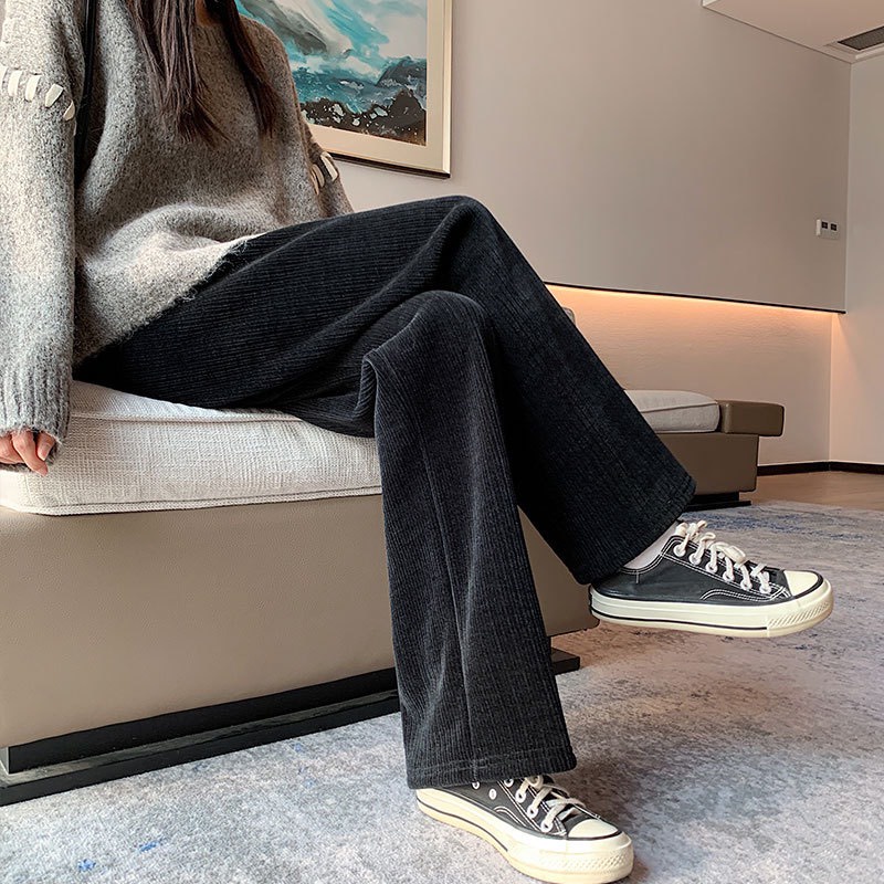 Quần nhung tăm unisex - hàng cao cấp ống rộng đứng dáng có lót bông siêu ấm chống lại mùa đông lạnh giá