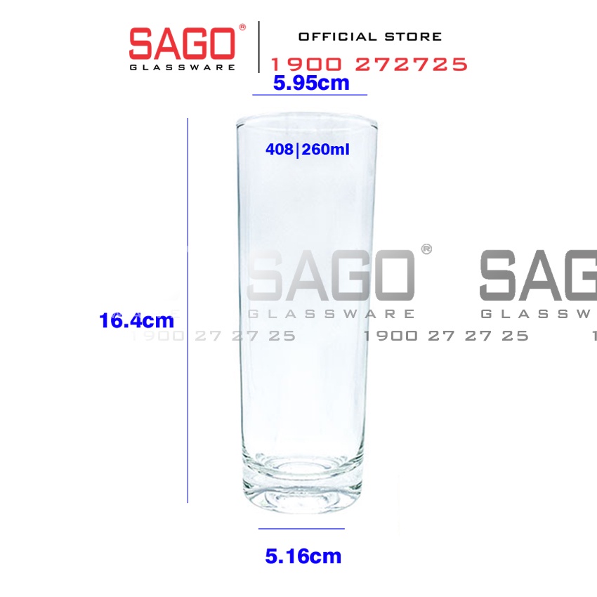 Ly Thủy Tinh Union Cafe Ống Dày 260ml , Nhập Khẩu Thái Lan