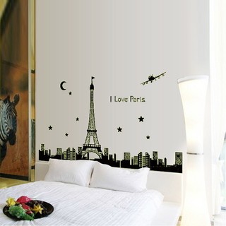 Miếng Dán Tường Hình Tháp Eiffel Hiệu Ứng Dạ Quang