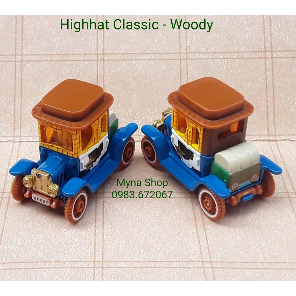 Đồ chơi mô hình tĩnh xe tomica không hộp, Highhat Classic, Woody, Toy Story