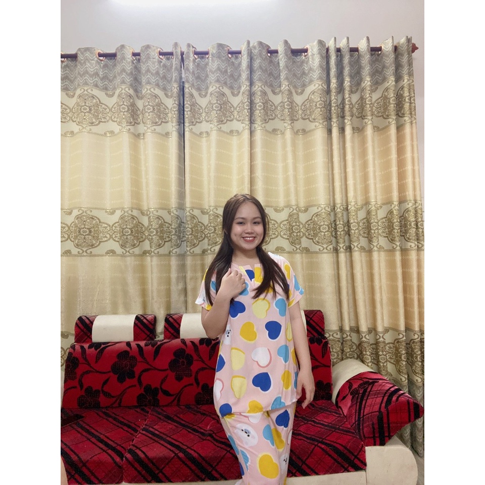 Đồ bộ tole  tay ngắn quần 9 tấc, cổ trụ mặc nhà, chất vải tole loại 1 siêu thoáng mát