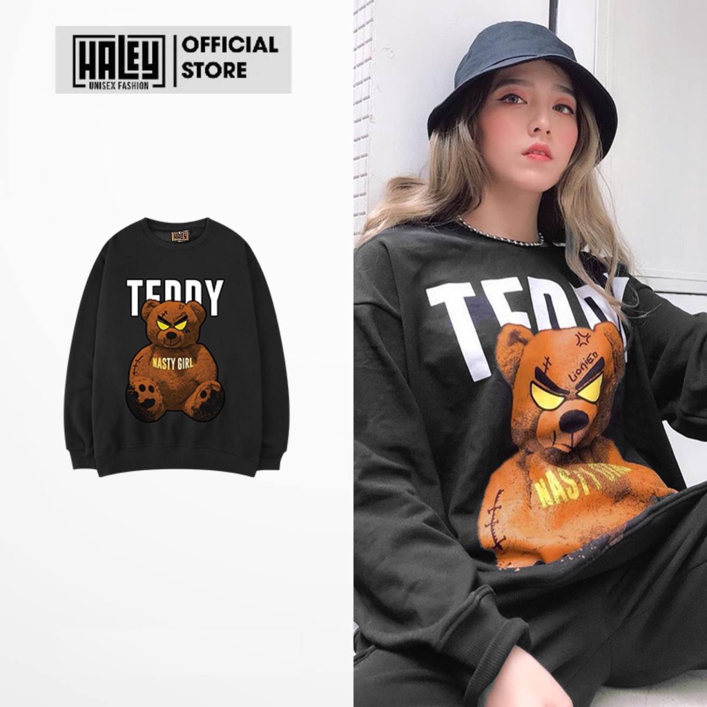 Áo Sweater HALEY mã HD52 GẤU TEDDY Nam Nữ Unisex dày dặn ấm áp Phong Cách Hàn Quốc Cá Tính