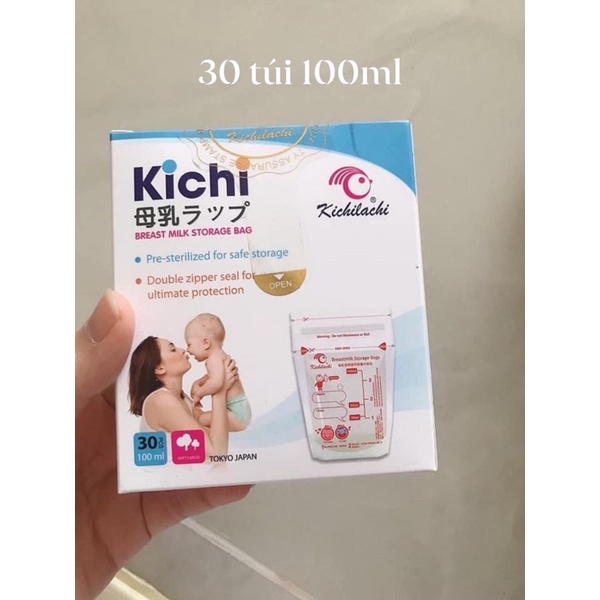 Hộp 30 túi trữ sữa Kichi 100ml mẫu mới