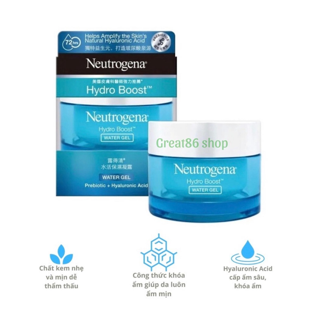 Kem dưỡng ẩm great86 kem dưỡng Neutrogena dưỡng ẩm cấp nước phù hợp mọi loại da 50g Aqua gel Water gel