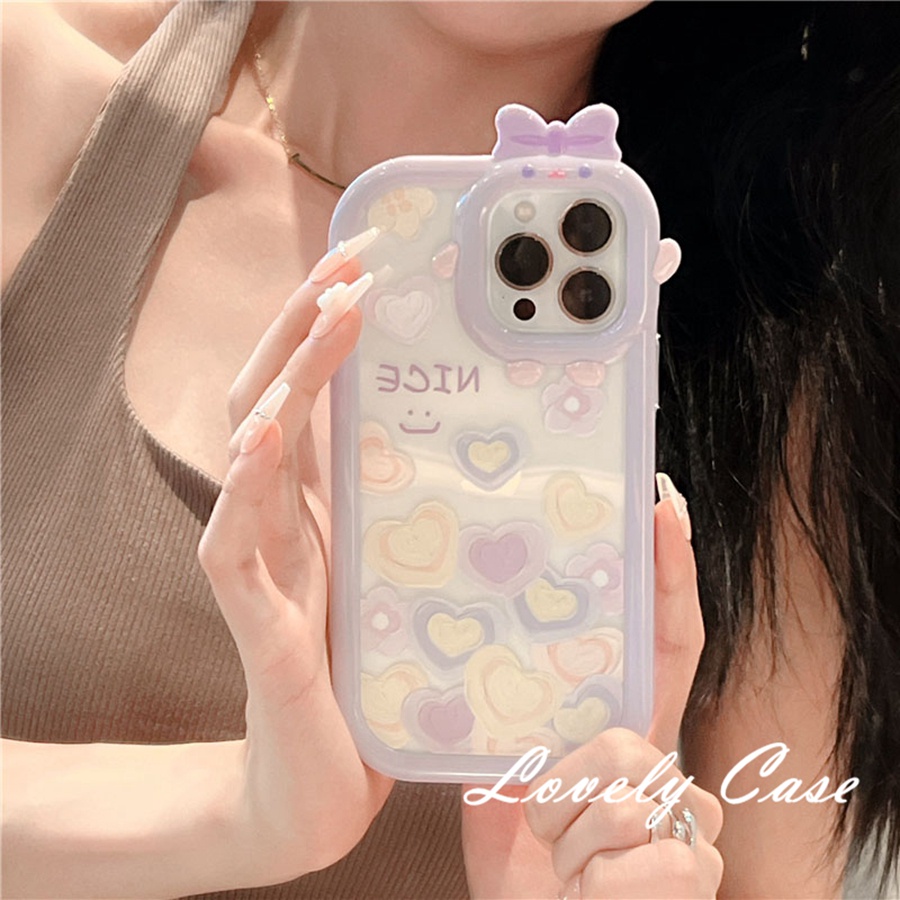 IPhone 14 13 12 11 Pro Max SE 2020 X Xr Xs Max 8 7 PlusỐp Điện Thoại Mềm Họa Tiết Trái Tim Bảo Vệ Toàn Diện Cho