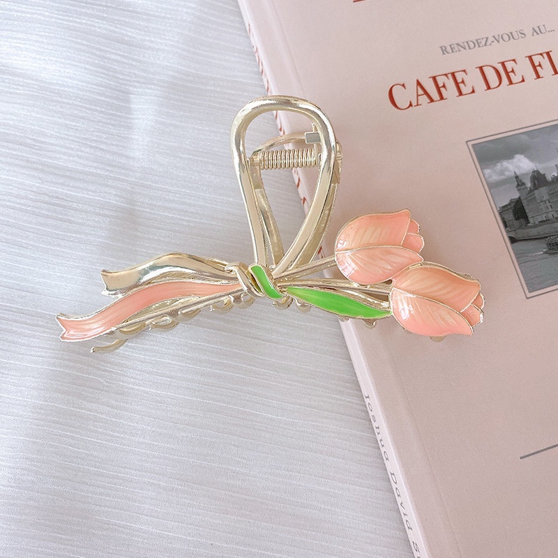 Kẹp Tóc Hình Hoa Tulip Bằng Kim Loại Thời Trang Mùa Hè Chất Lượng Cao