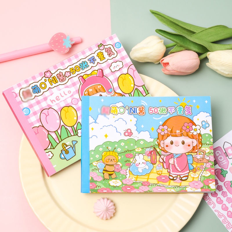 Sticker Cute Bộ 50 Miếng Dán Giấy Washi Họa Tiết Hoạt Hình Dễ Thương Trang Trí Sổ Tay Collect Book