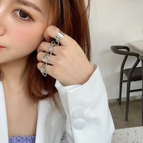 Nhẫn unisex titan chuỗi xích nối set 4 chiếc - set nhẫn hiphop rings cho nam nữ trang sức - Lolotica