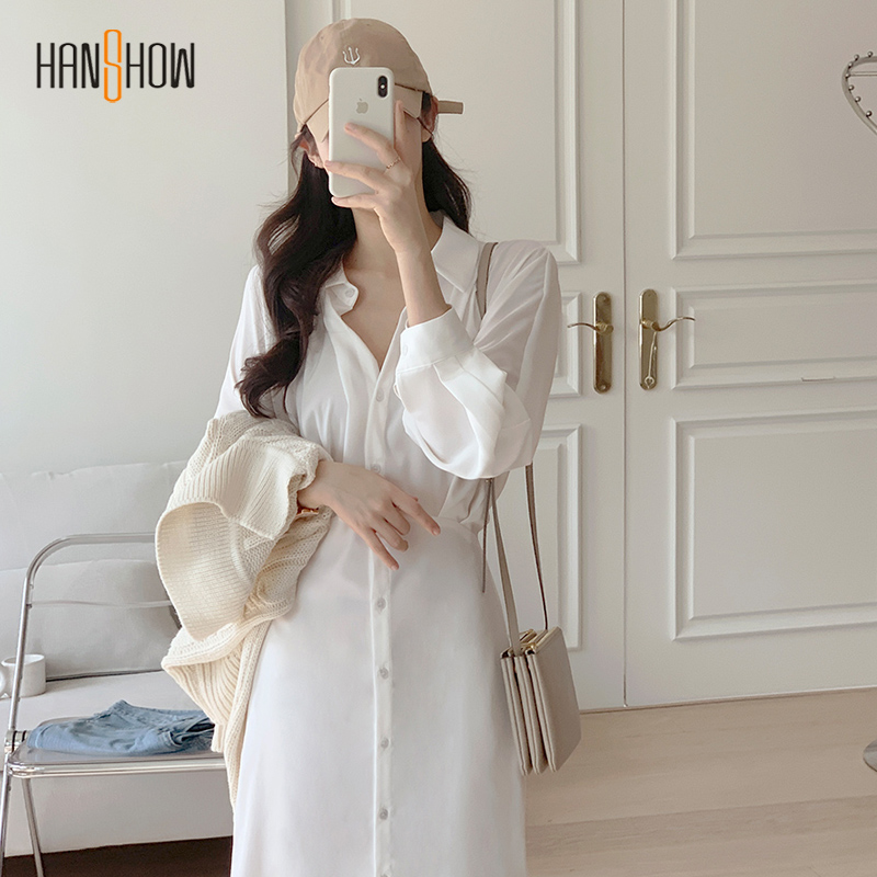 Đầm Sơ Mi Dài Tay Trơn Màu Xinh Xắn Dành Cho Nữ 2021 | BigBuy360 - bigbuy360.vn