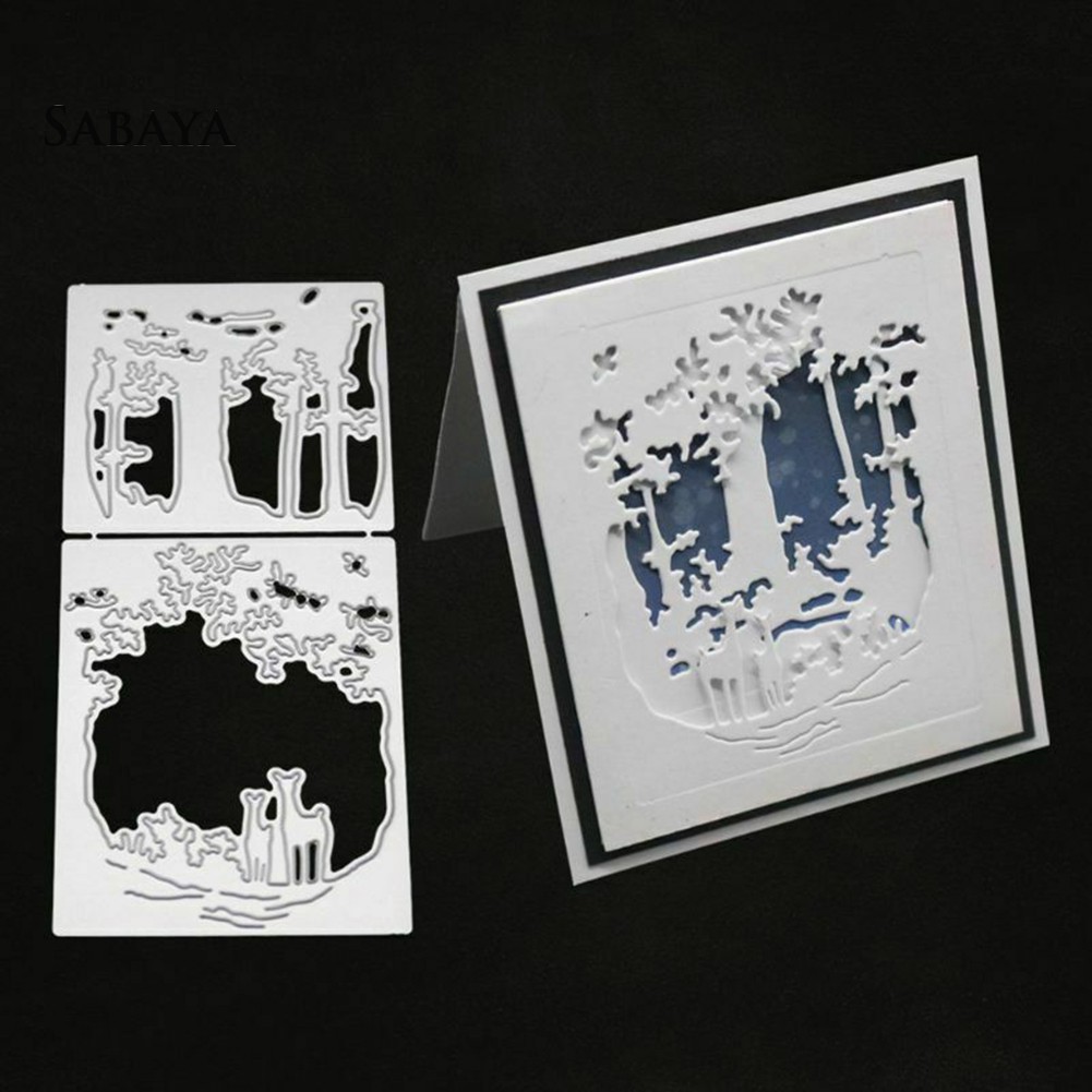 Khuôn Cắt Giấy Làm Từ Kim Loại Hình Cây Và Hươu Trang Trí Scrapbook