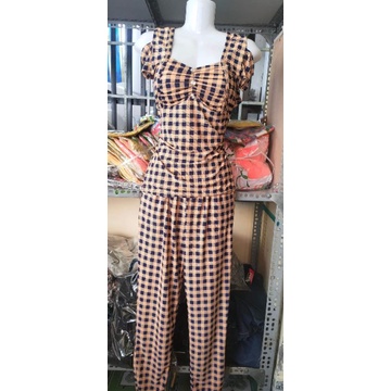 Bộ rớt vai quần dài ống túm thun lạnh hàn