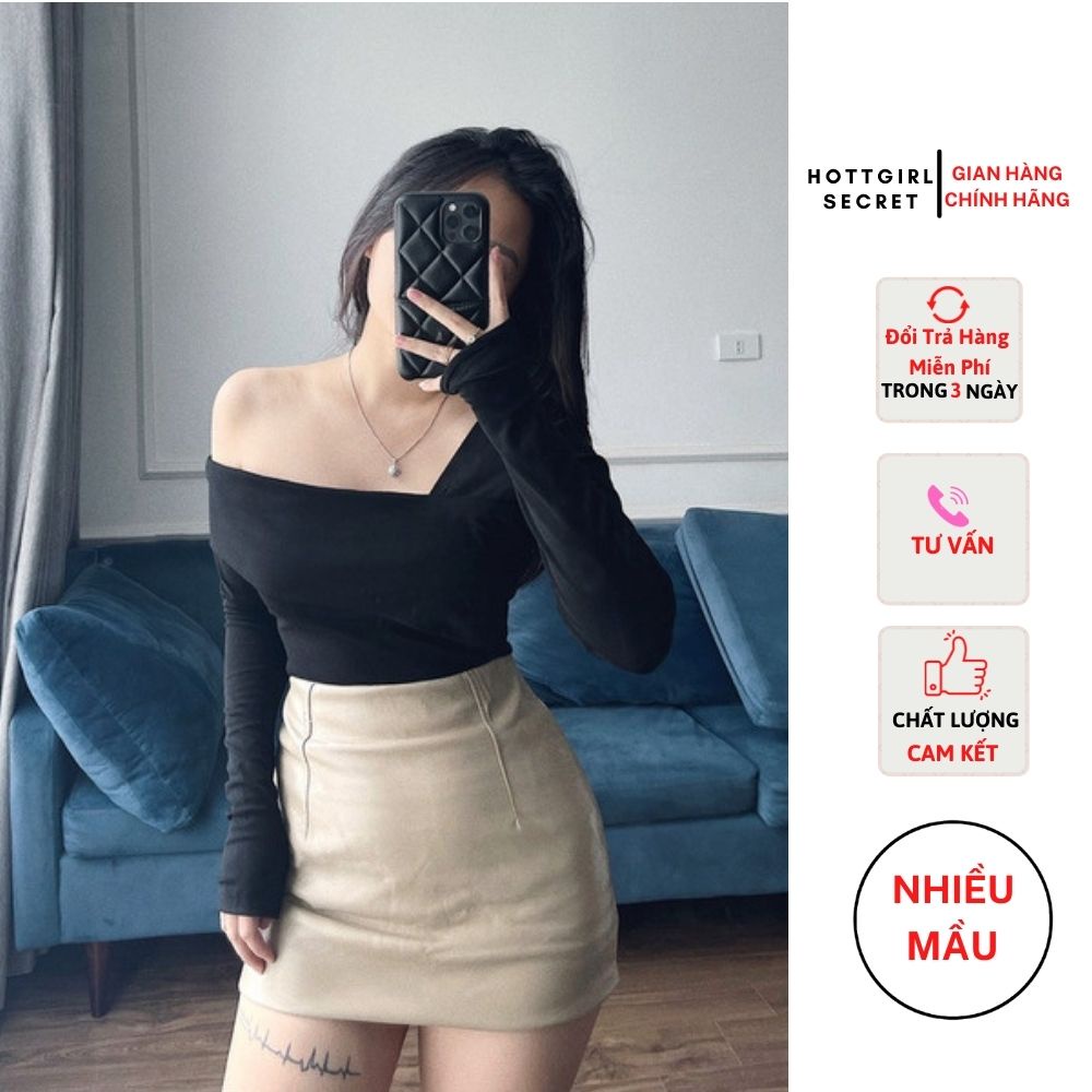 MS 1002 Áo lệch vai nữ dài tay chất liệu thun rip , co giãn tốt,tôn dáng,tôn da,đủ size từ 40-60kg thiết kế 2021