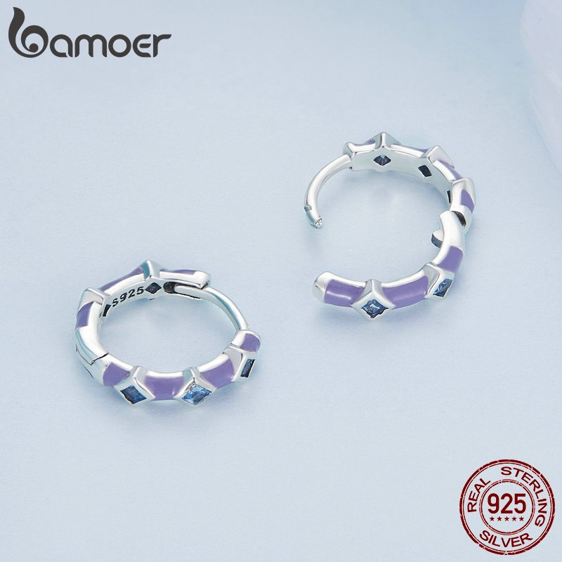 BAMOER Bông Tai Xi bạc 925 Hình Cột Sống