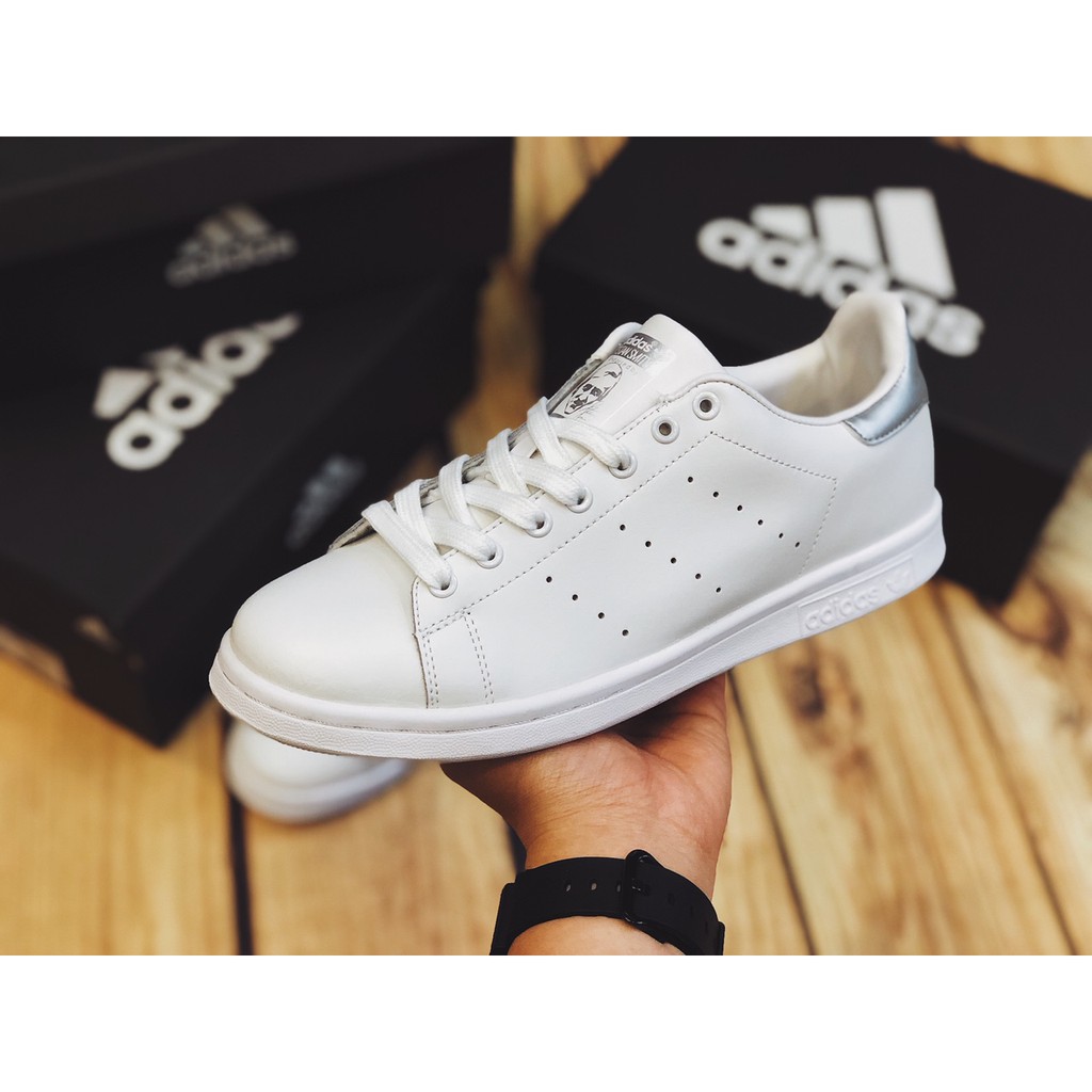 Giày Stan Smith trắng gót bạc nam nữ cao cấp nhẹ êm thoáng thời trang