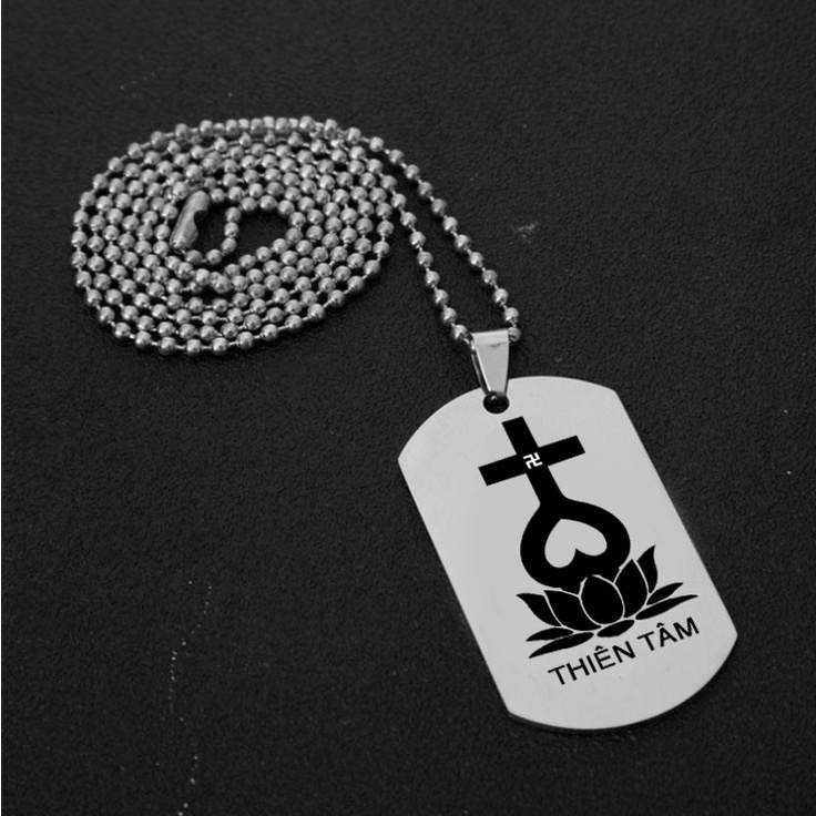 Dây chuyền inox thẻ bài khắc dấu thiên tâm - Đem lại bình an, may mắn cho người đeo
