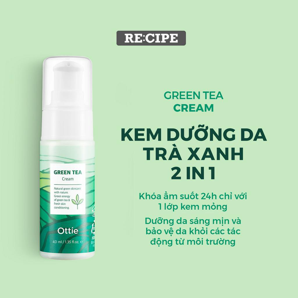 Kem Dưỡng Trà Xanh Ottie Green Tea Cream Dưỡng Da Cấp Ẩm Chuyên Sâu Dịu Nhẹ 40ml