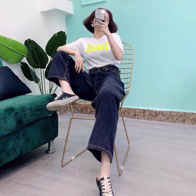 (Ảnh thật) Áo croptop bo eo tay ngắn in chữ 2 màu (đen/trắng)