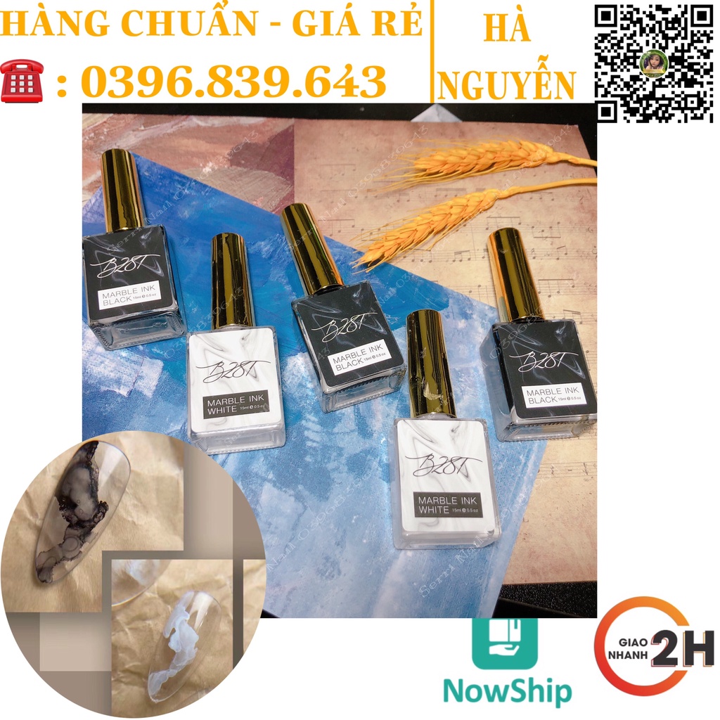 Loang Cồn Lẻ Màu Trắng - Đen Làm Mable Vân Đá Chai 15ml