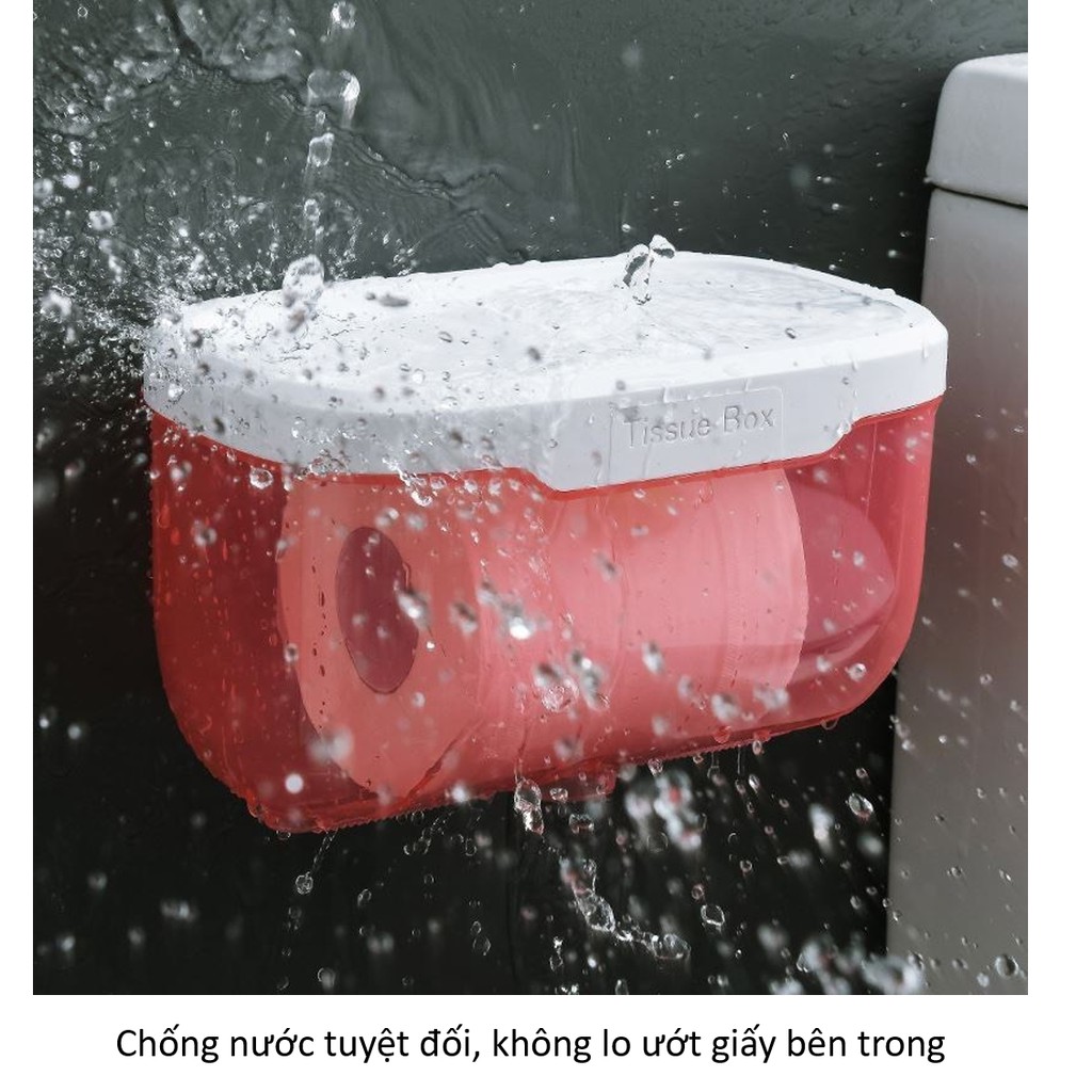 Hộp đựng giấy vệ sinh ChiChi TẶNG KÈM MIẾNG DÁN sử dụng cho phòng tắm có kệ để đồ chống nước HKG05