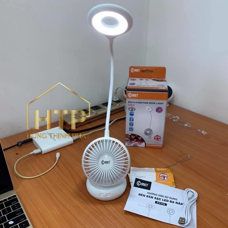 Đèn bàn CT176 2 in 1 kết hợp quạt sạc  TỔNG CS 8W
