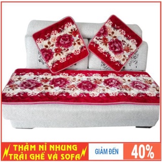 Combo 3 tấm nệm/ thảm nhung hoa văn đẹp lót trải ghế gỗ gia đình ấm áp cho mùa thu đông GIÁ KHUYẾN MÃI