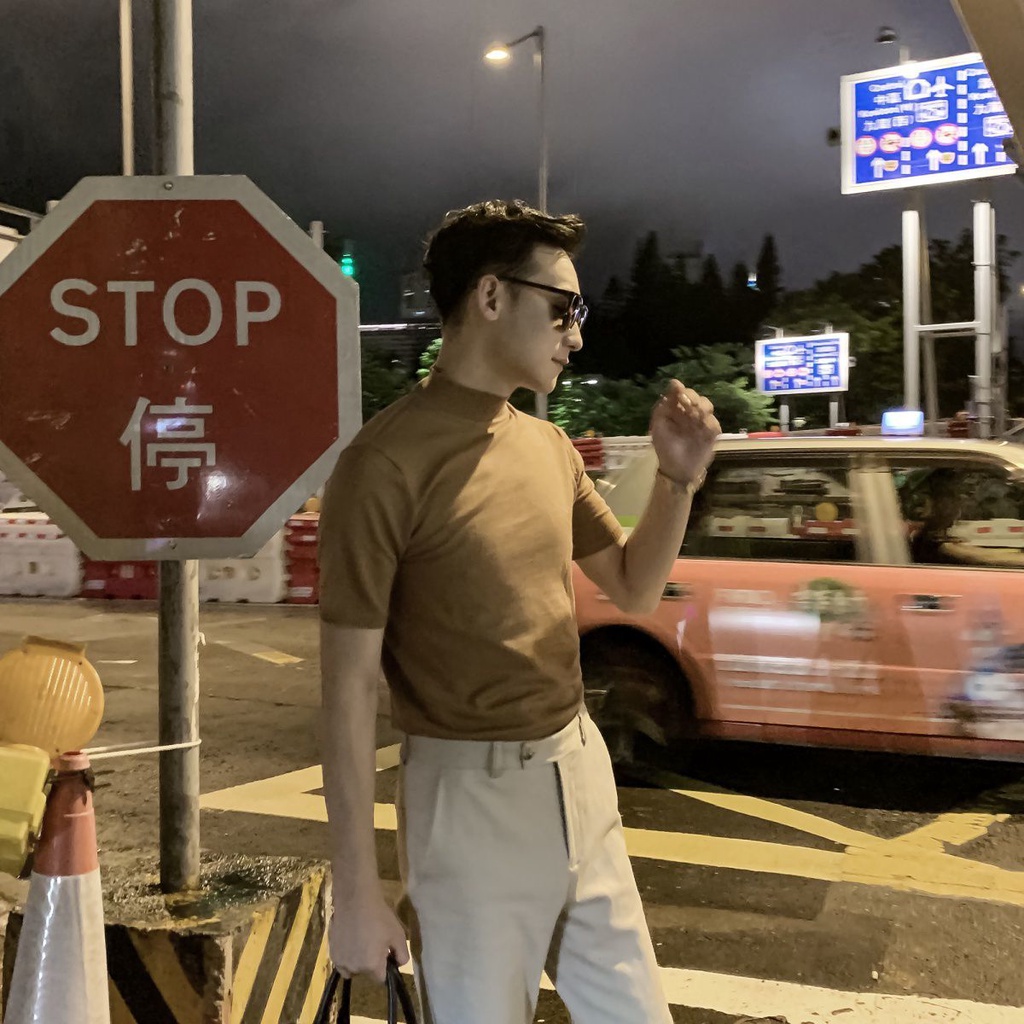 Áo Len Tay Ngắn Cổ Lọ Màu Sắc Thời Trang Cho Nam
