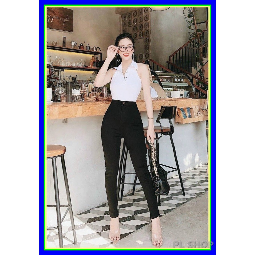 Quần jean nữ lưng cao KHÔNG ĐỈA gài 1 CÚC năm màu chuẩn chọn cực đẹp mới chất jean giãn tốt P3-101