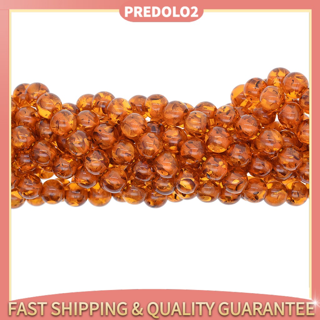 Set 2 Túi Hạt Đá Hổ Phách Nâu 8mm Làm Trang Sức Thủ Công DIY