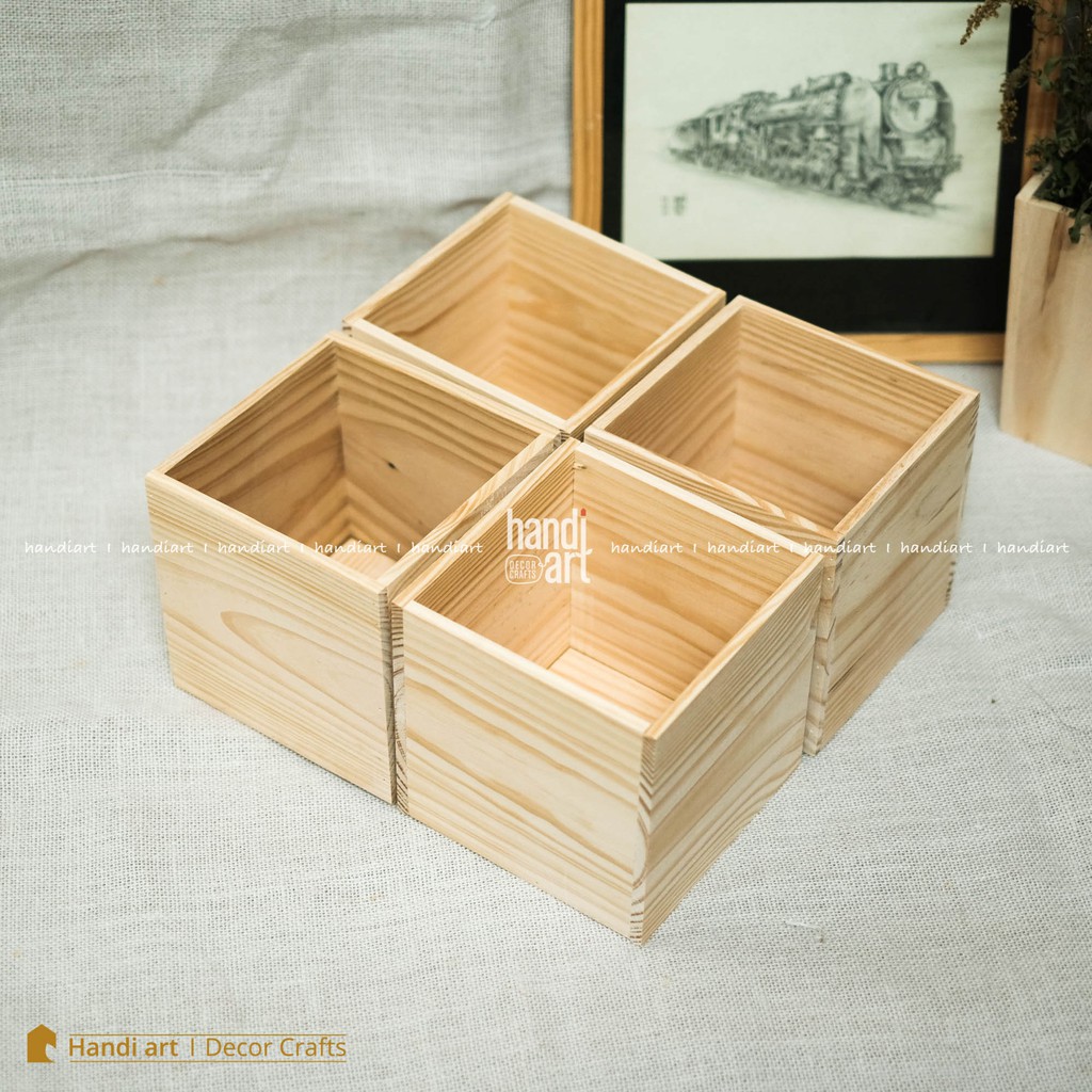 Chậu gỗ vuông-Hộp gỗ vuông decor - wooden pots