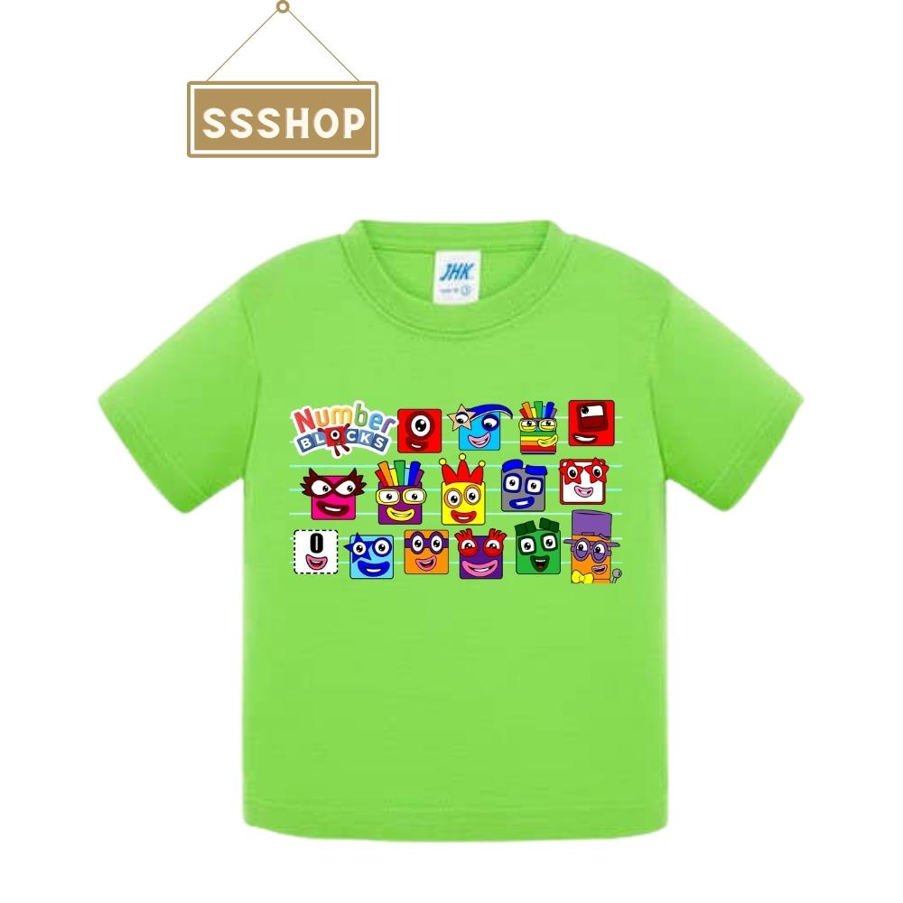 Áo thun trẻ em💖Áo cotton mát mịn họa tiết Hoạt Hình Number Block dễ thương cho bé trai và bé gái - SSSHOP 09
