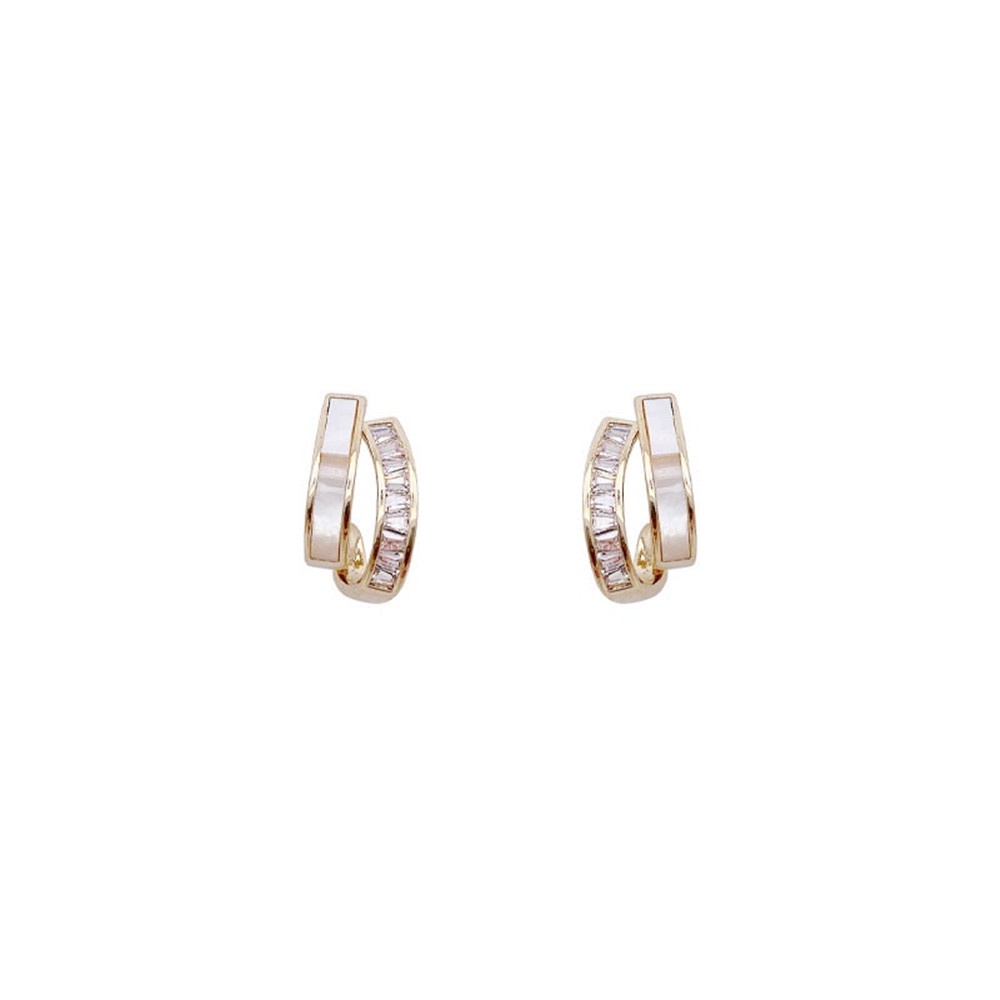 Khuyên tai Yanqueens S925 kiểu vỏ sò đính kim cương tinh tế thời trang Hàn Quốc làm quà tặng cho nữ